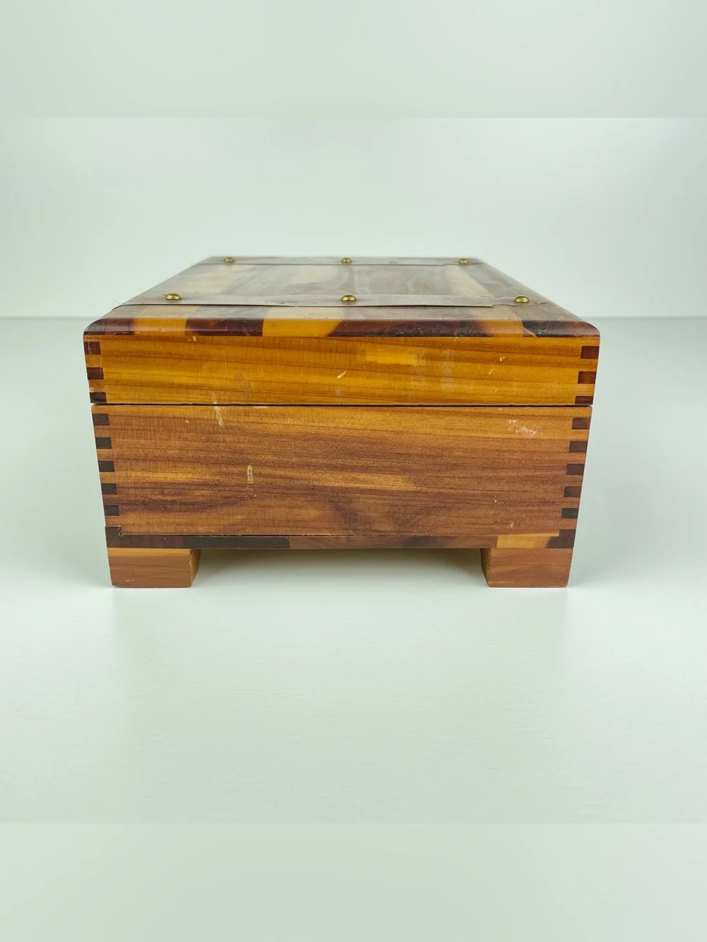 VTG Pilliod Swanton Ohio Wooden Cedar Jewelry Sewing Box Dovetailed Trinket